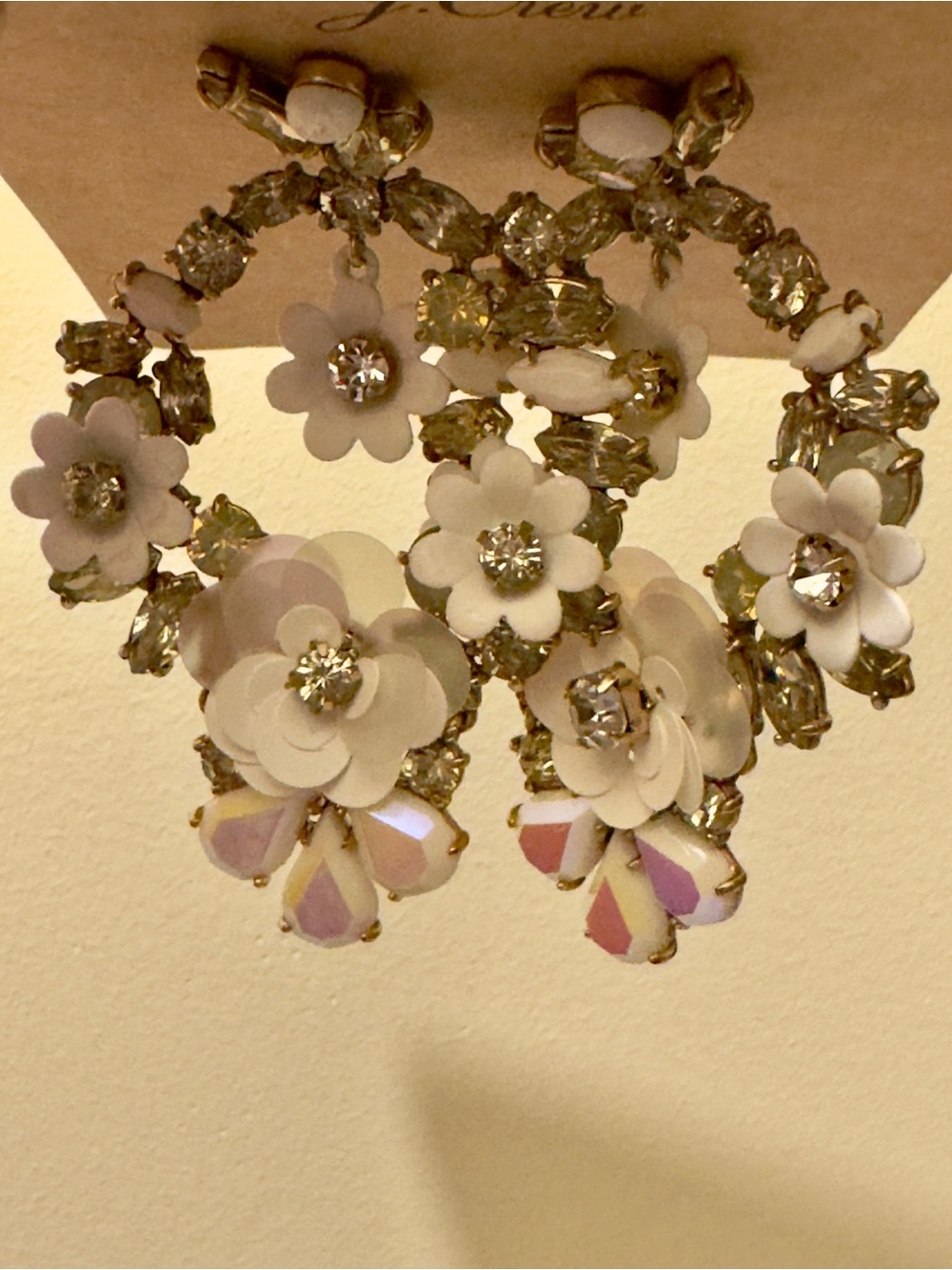 NWT Rare Vintage J.Crew White Garden Wreath Statement Earrings K3680 - Picture 8 of 15